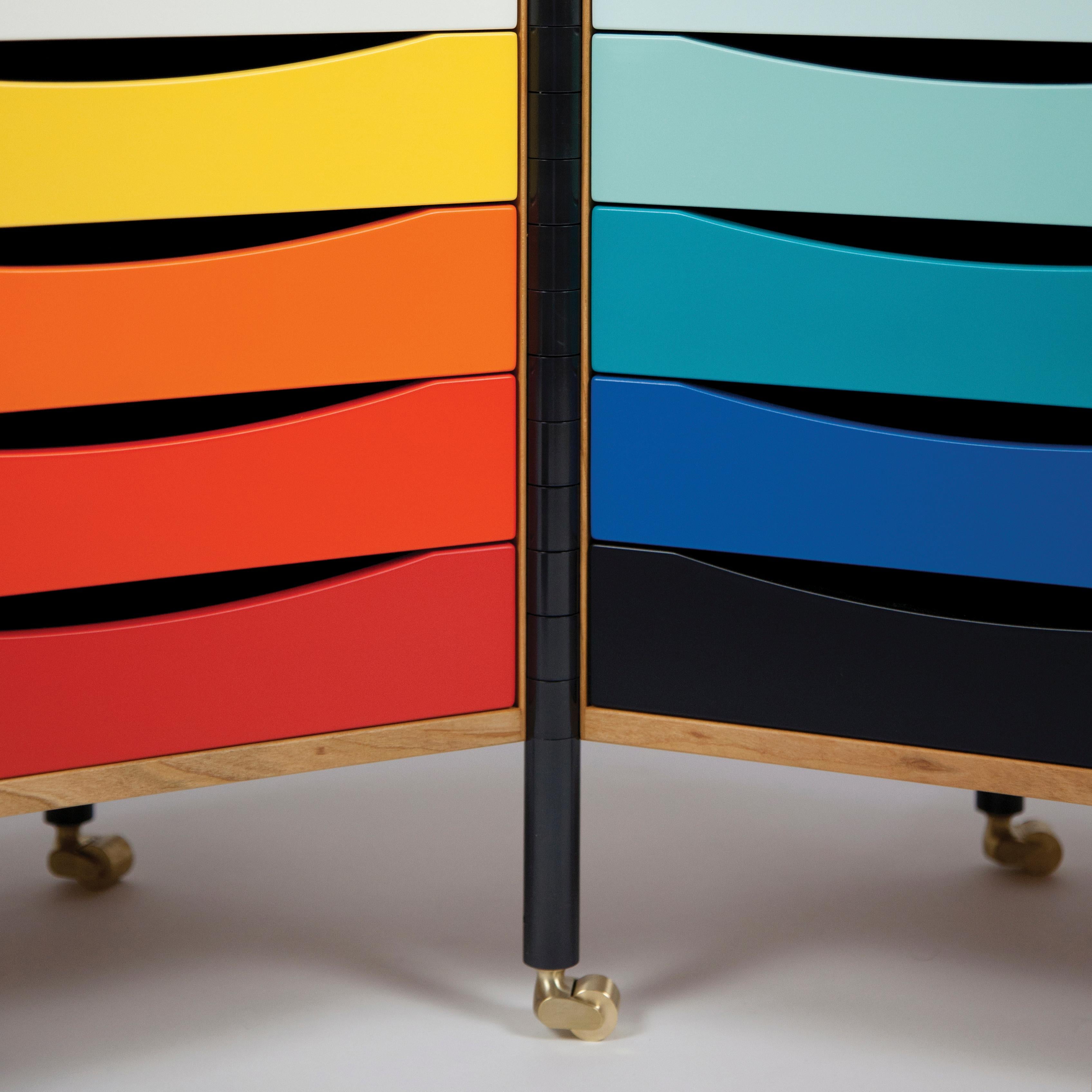 Brass Scandinavian Modern Glove Colors Drawers Cabinet by Finn Juhl