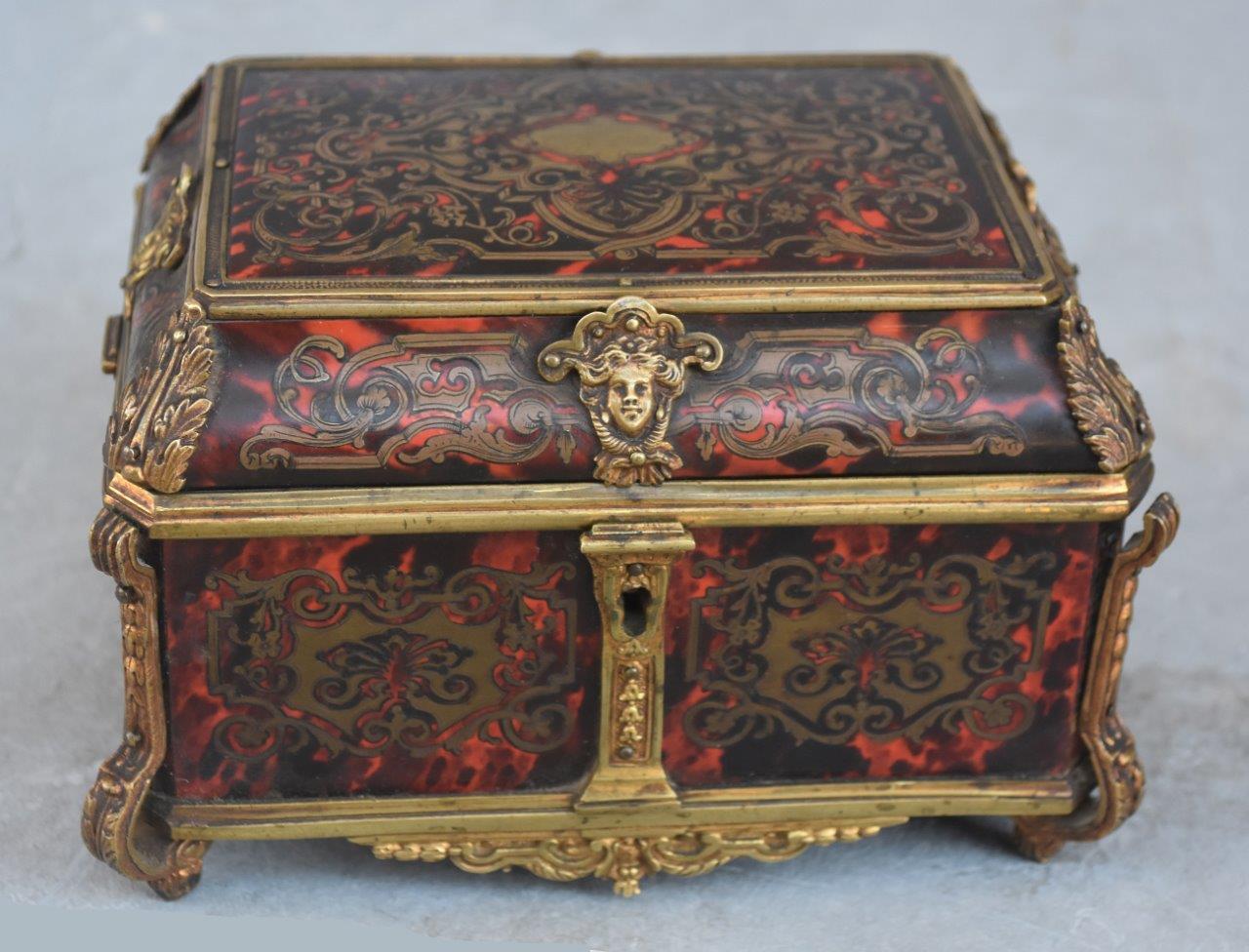 French Gloves Box Gilded Bronze Tahan Napoleon III Boulle Marquetry