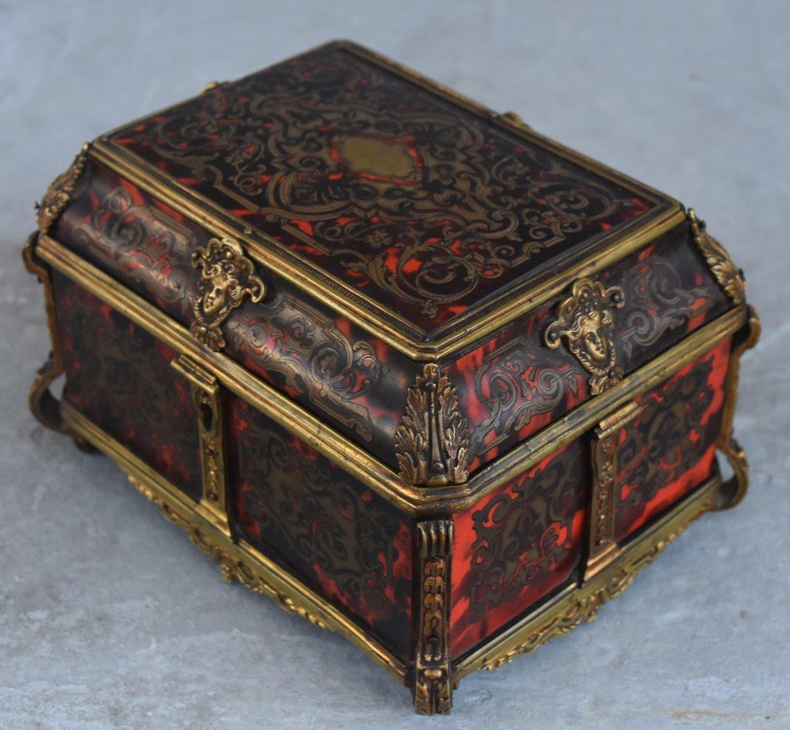 Late 19th Century Gloves Box Gilded Bronze Tahan Napoleon III Boulle Marquetry