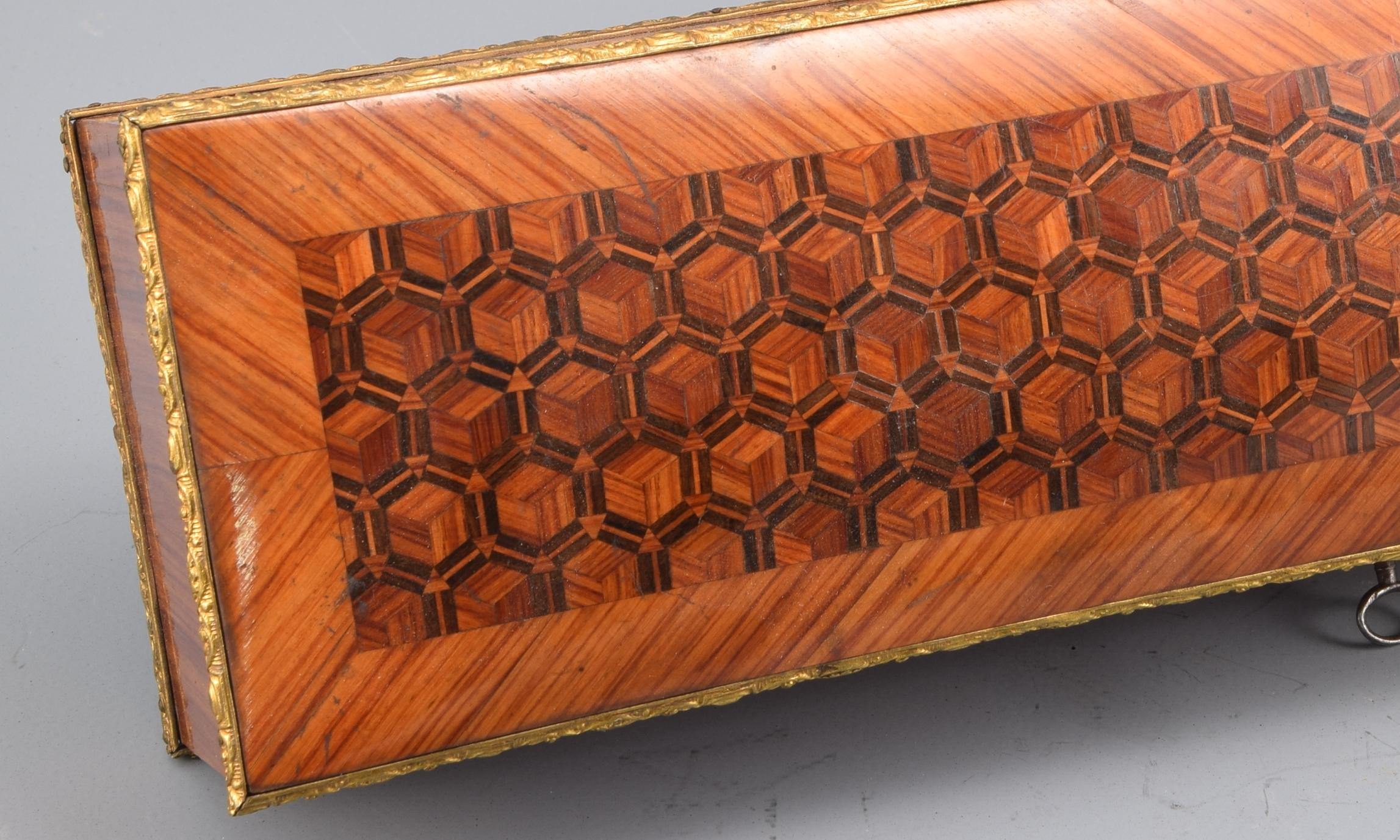 Gloves or Fans Box, Marquetry, Rosewood, Bronze, 19th Century 1