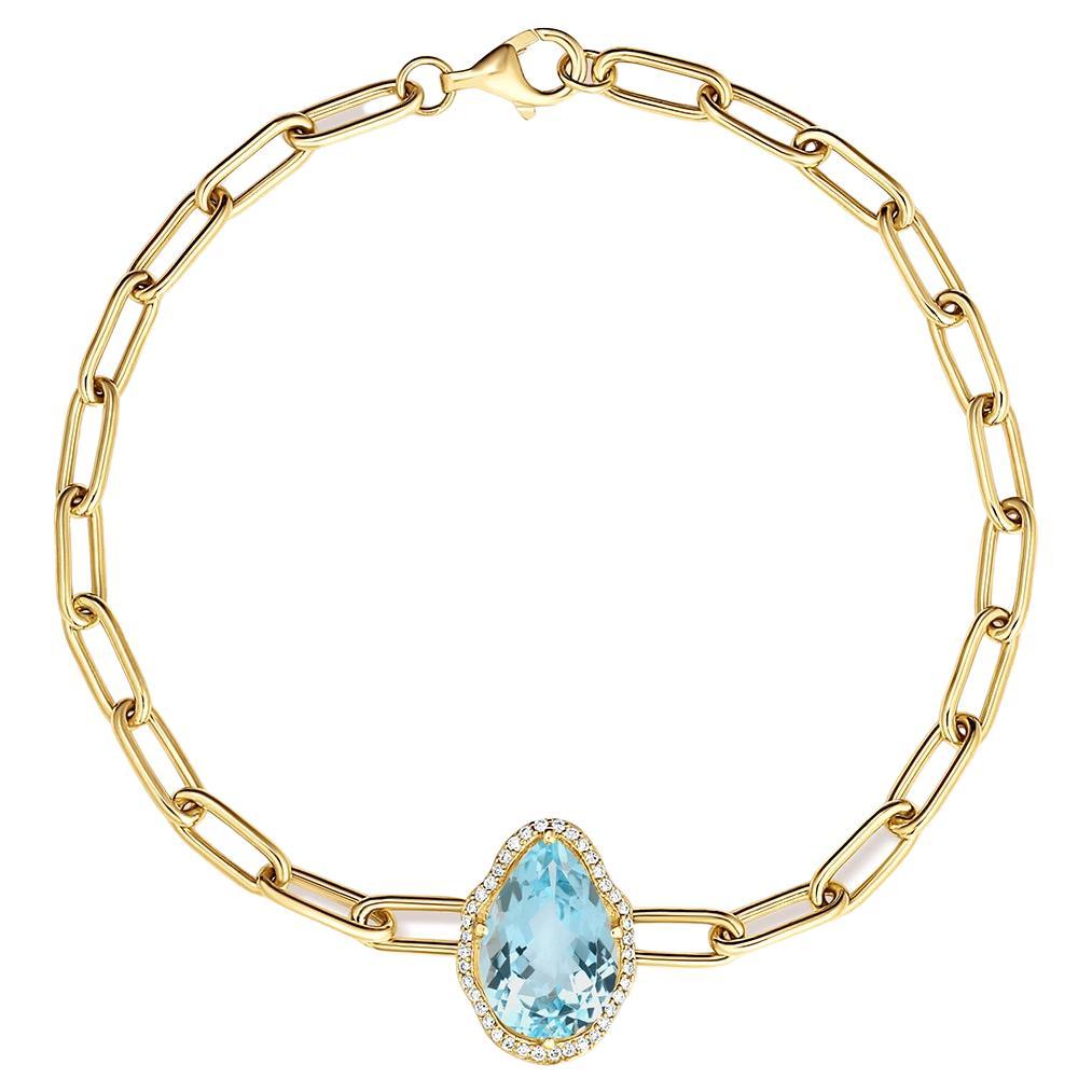 Glow Bracelet Aquamarine with Pavé Diamonds For Sale