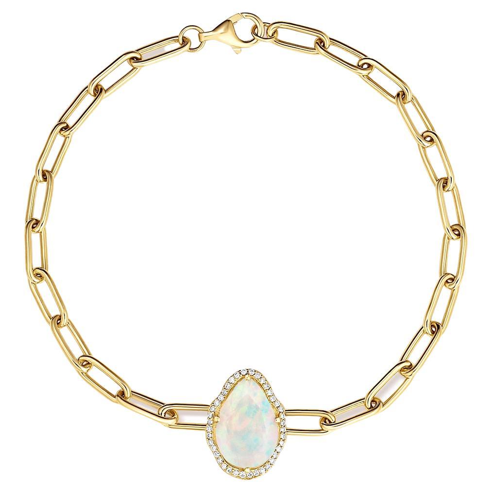 Glow Bracelet Ethiopian Opal with Pavé Diamonds For Sale