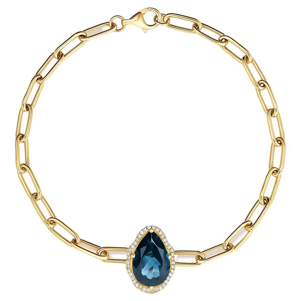 Glow Bracelet London Blue Topaz with Pavé Diamonds For Sale