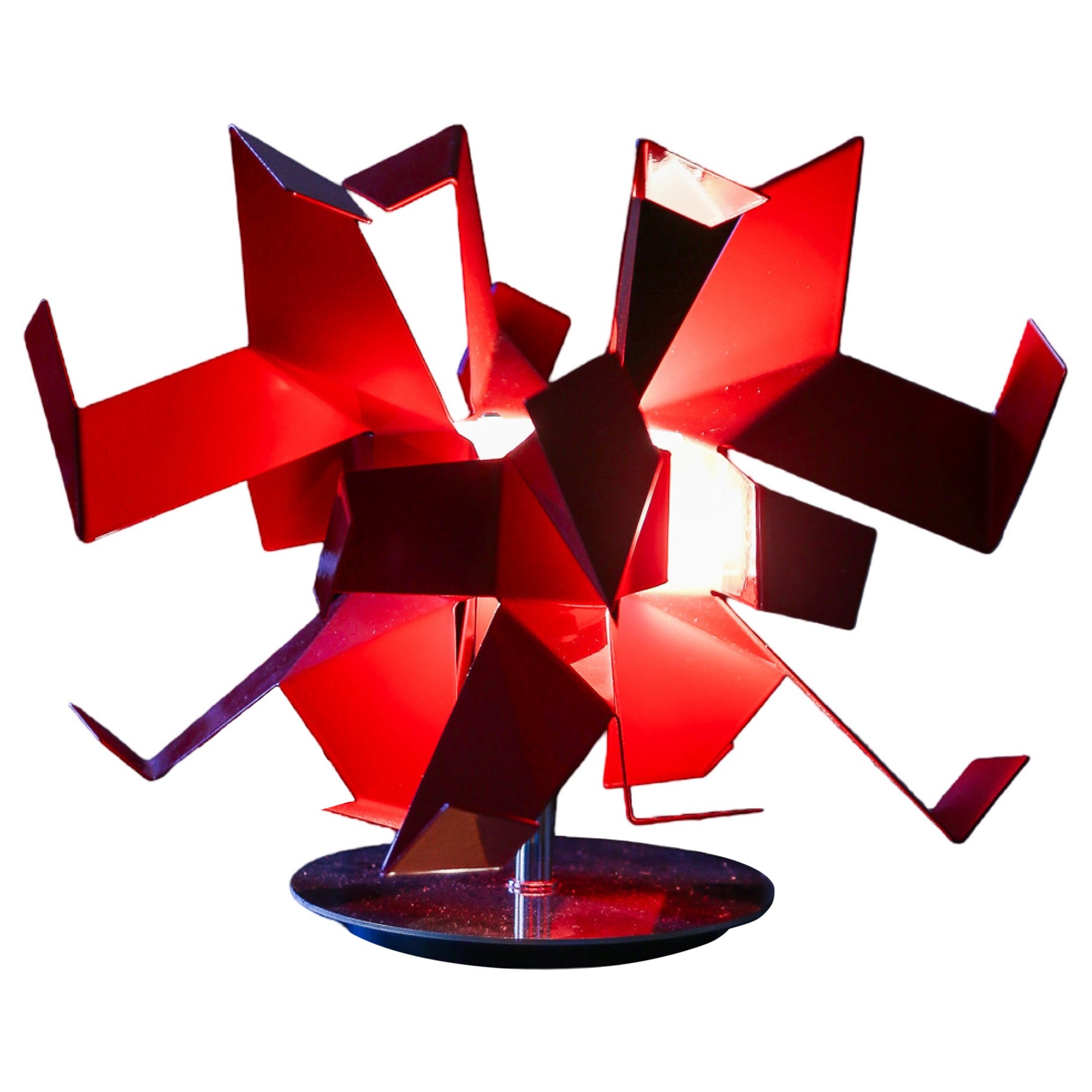 Glow Mini Tavolo Table Lamp by Pallucco, Red Lacquered Metal, Italy