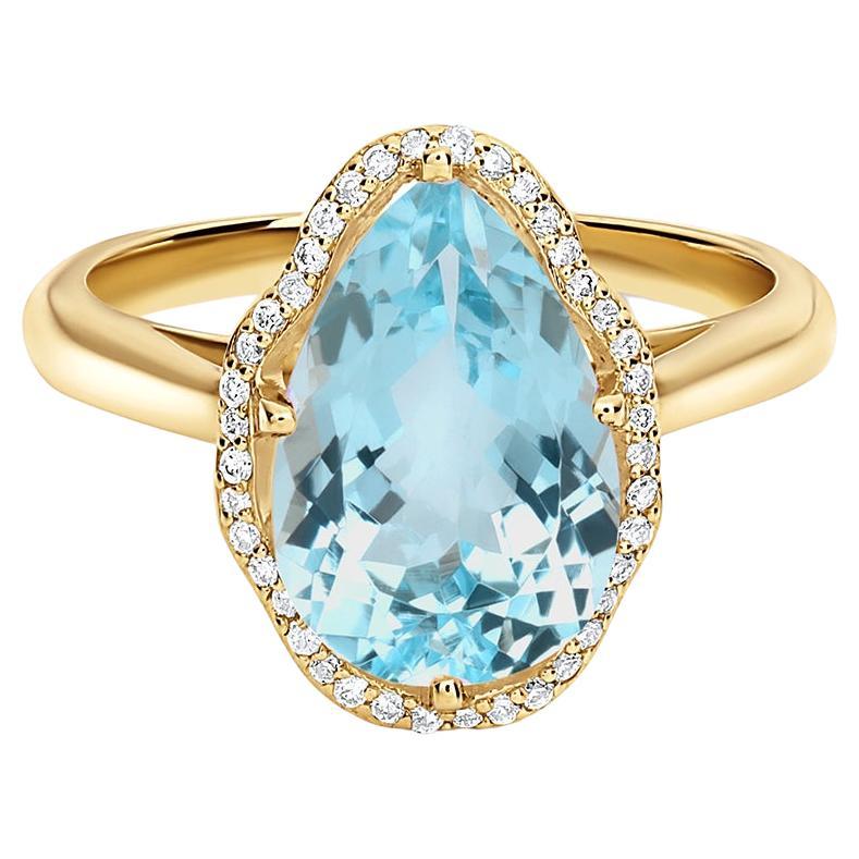 For Sale:  Glow Ring Aquamarine with Pavé Diamonds