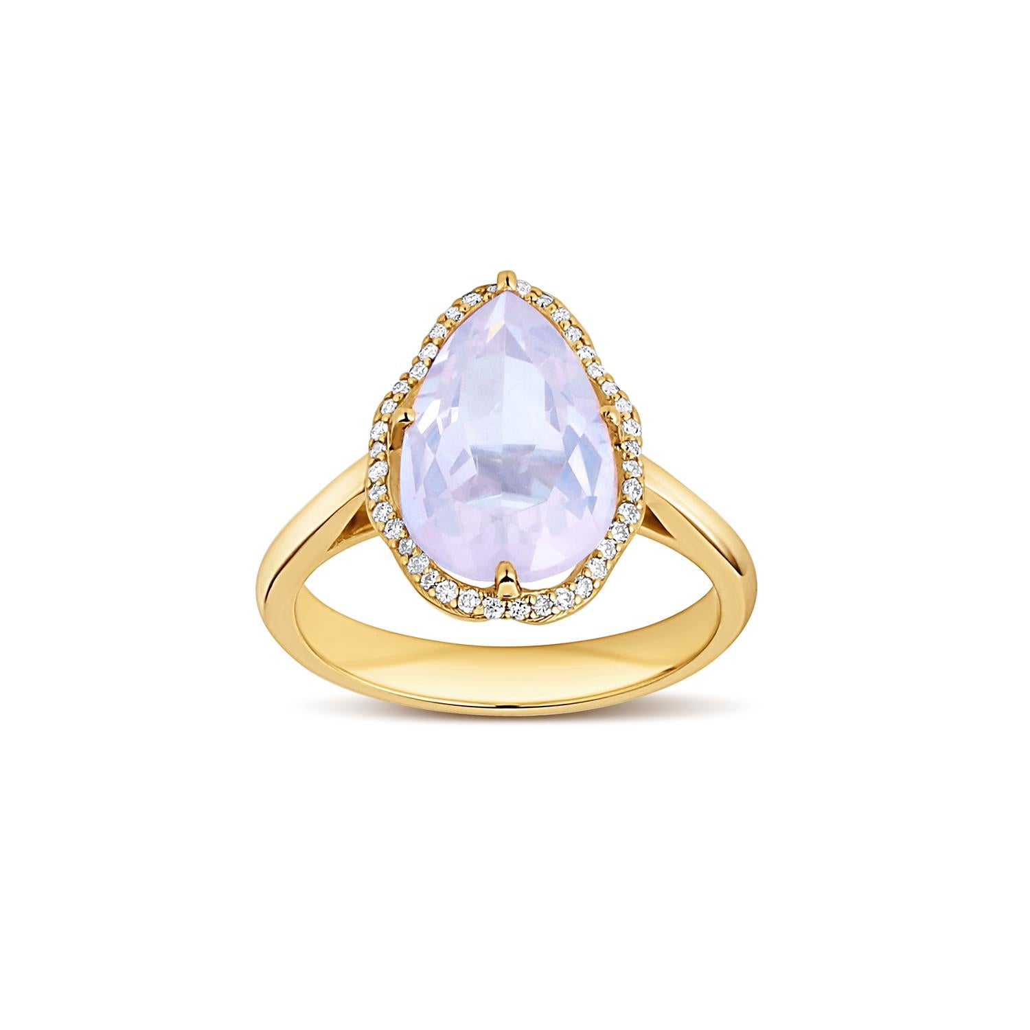 Im Angebot: Glow Ring Blauer Mondstein mit Pavé-Diamanten () 3