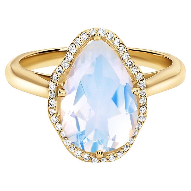 Glow Ring Blauer Mondstein mit Pavé-Diamanten