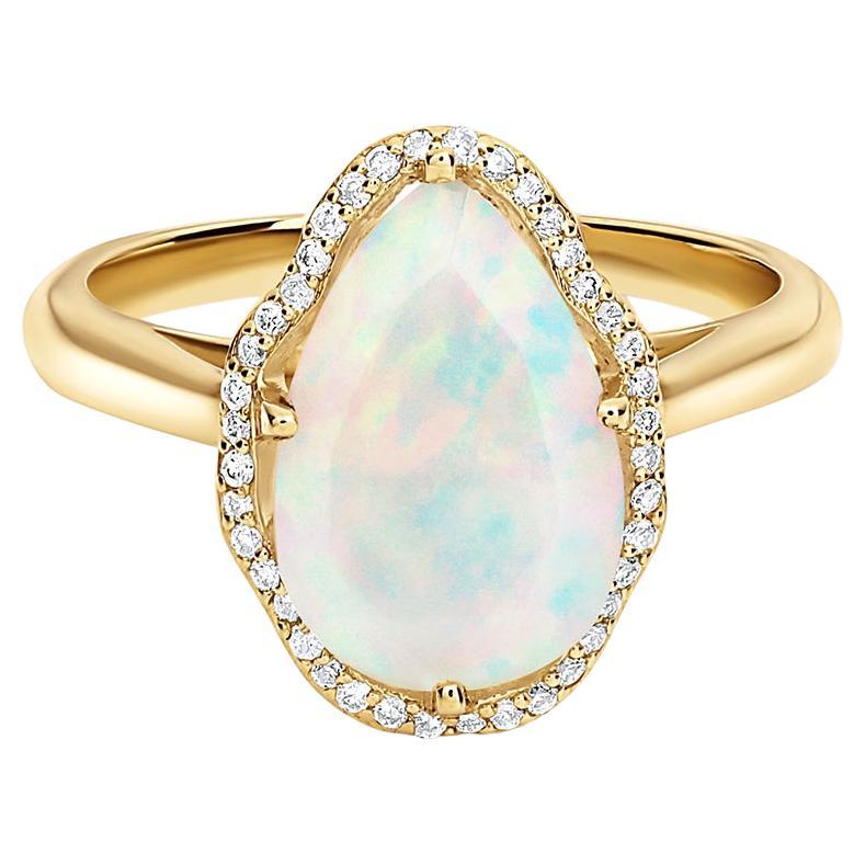 For Sale:  Glow Ring Ethiopian Opal with Pavé Diamonds