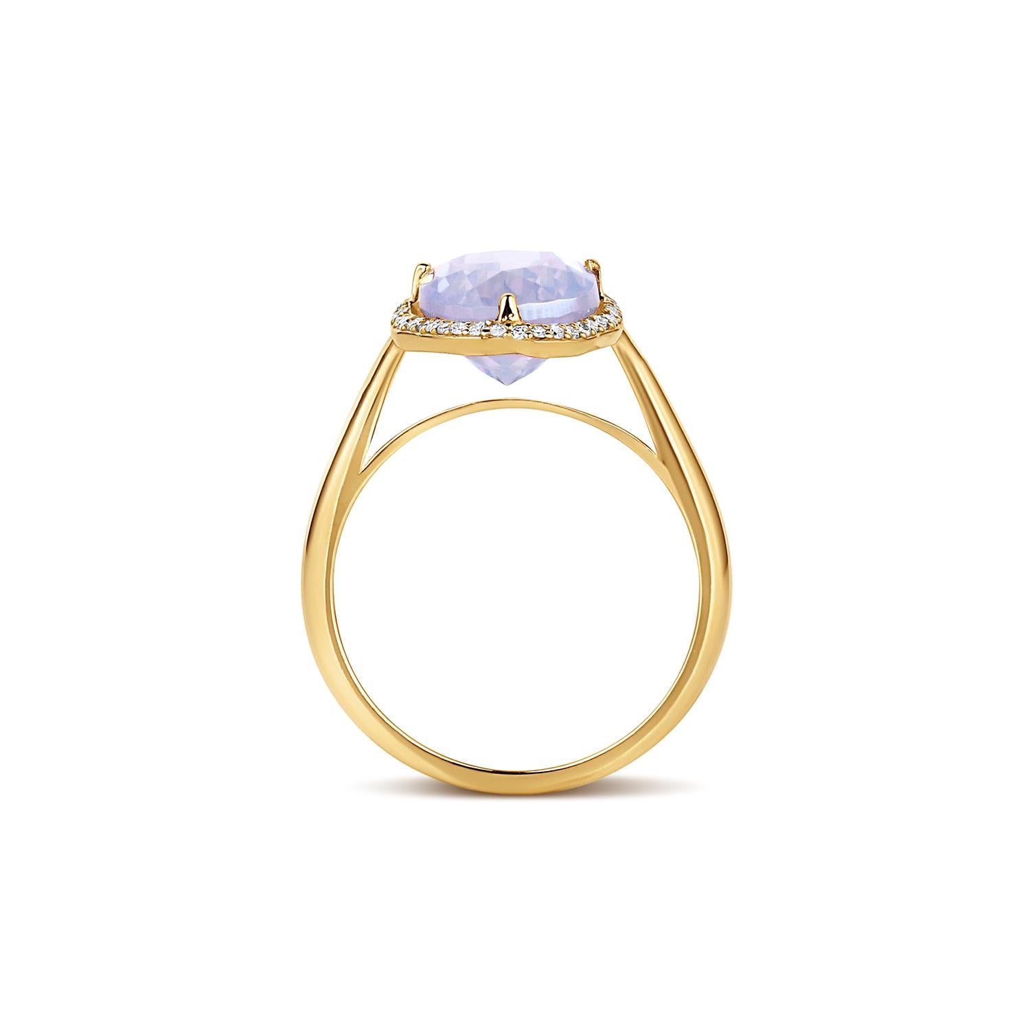 Im Angebot: Glow Ring Lavendelquarz mit Pavé-Diamanten () 2