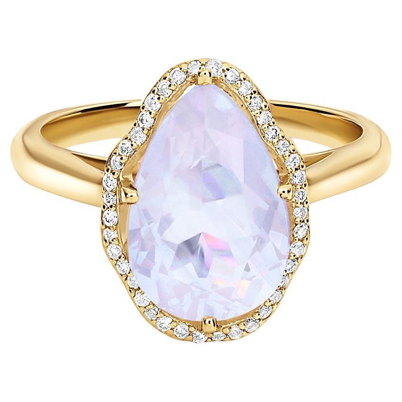 For Sale:  Glow Ring Lavender Quartz with Pavé Diamonds