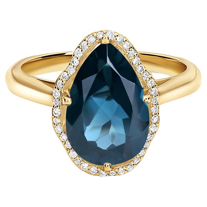 For Sale:  Glow Ring London Blue Topaz with Pavé Diamonds