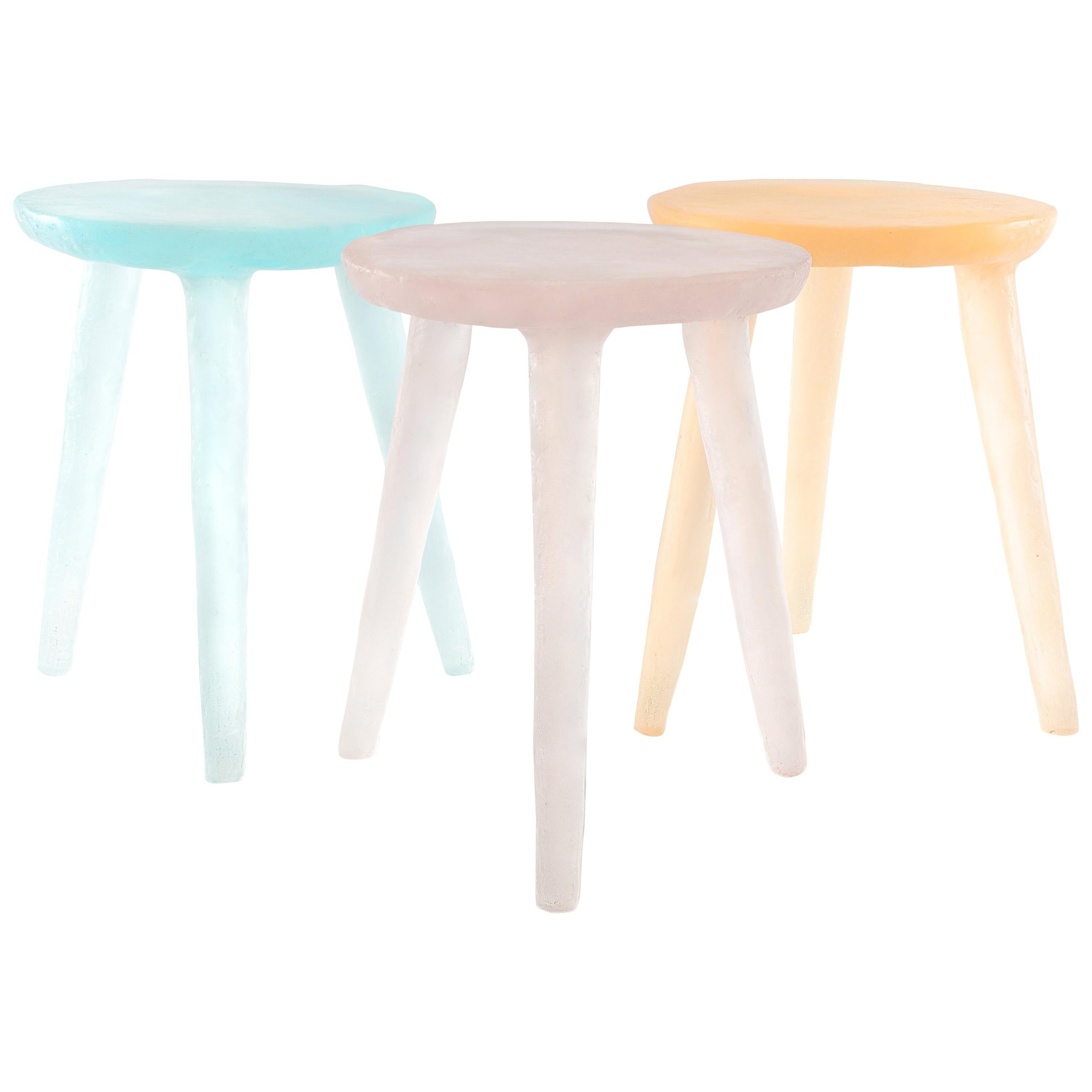 Glow Side Table / Stool 'Aqua' in Recycled Plastic For Sale
