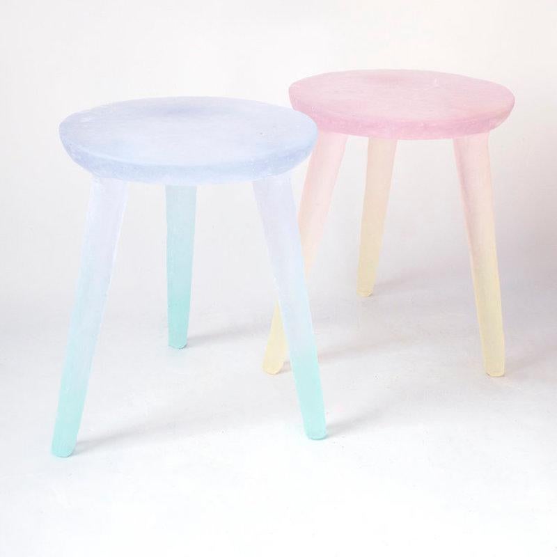 Organic Modern Glow Side Table / Stool 'Grey' in Recycled Plastic For Sale