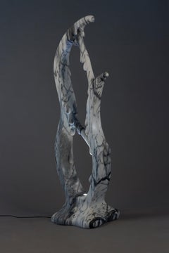 Glow Up Floor Lamp in Pele de Tigre Marble by MANTA Handmade Stone Design