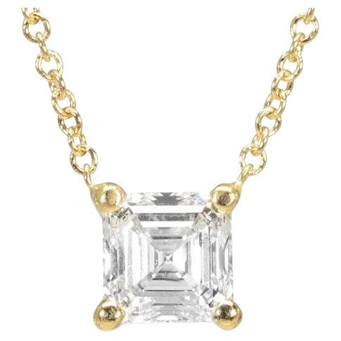 Halskette mit leuchtendem Diamanten aus 18 Karat Gelbgold mit Anhänger mit 1,01 Karat - GIA zertifiziert im Angebot