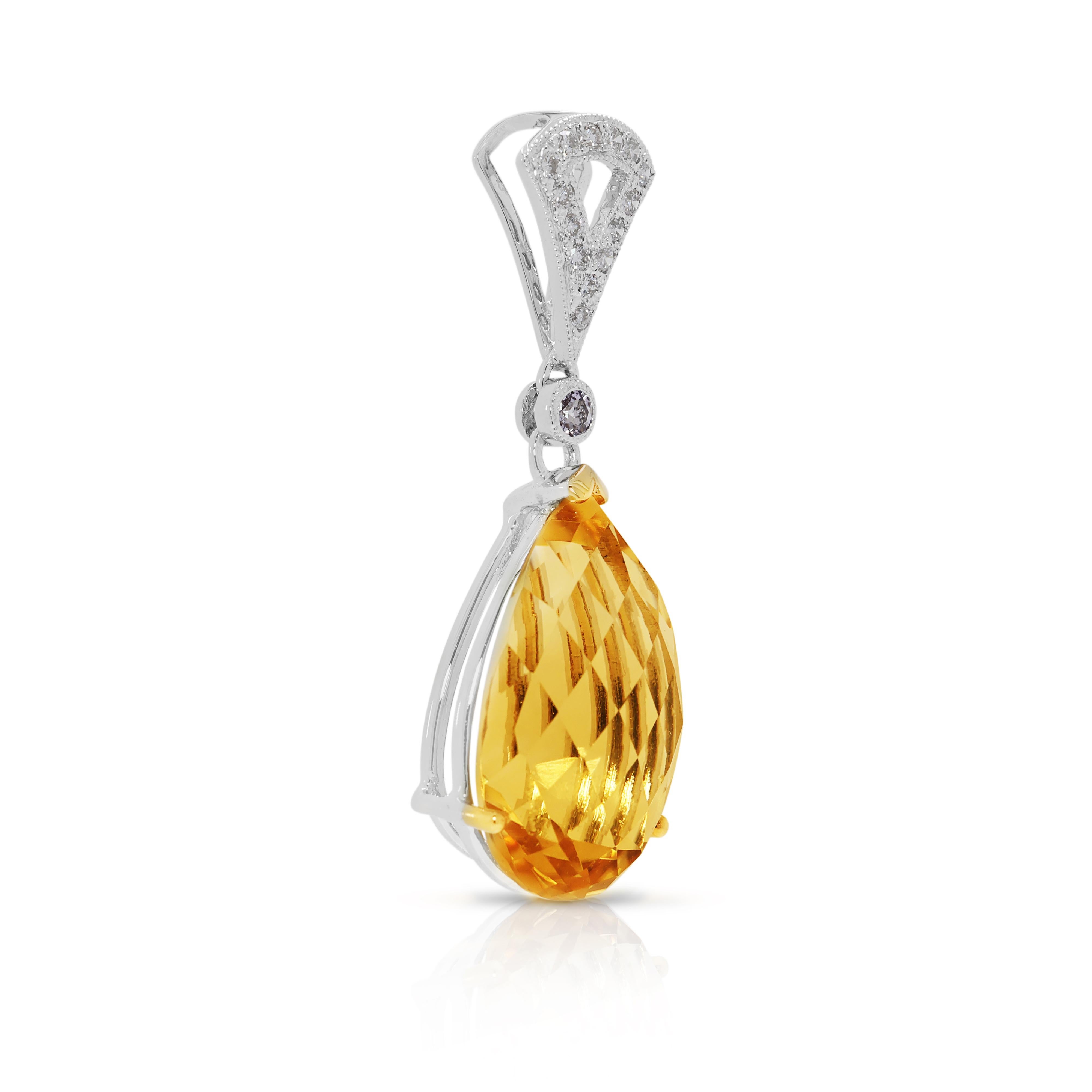 Colgante brillante de citrino, amatista y diamante natural de 8,40 ct en oro blanco de 18 quilates Corte pera en venta