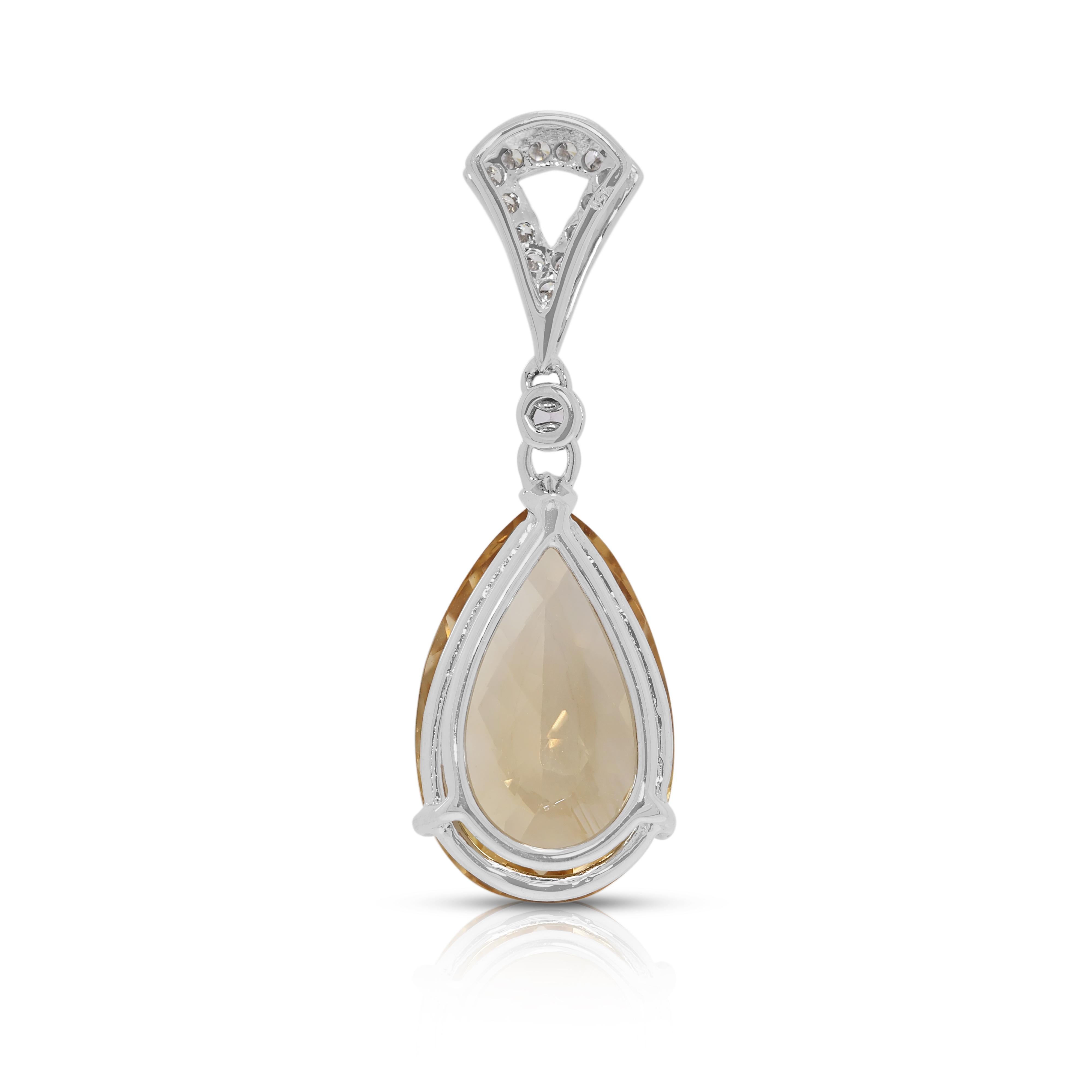 Colgante brillante de citrino, amatista y diamante natural de 8,40 ct en oro blanco de 18 quilates en venta 1