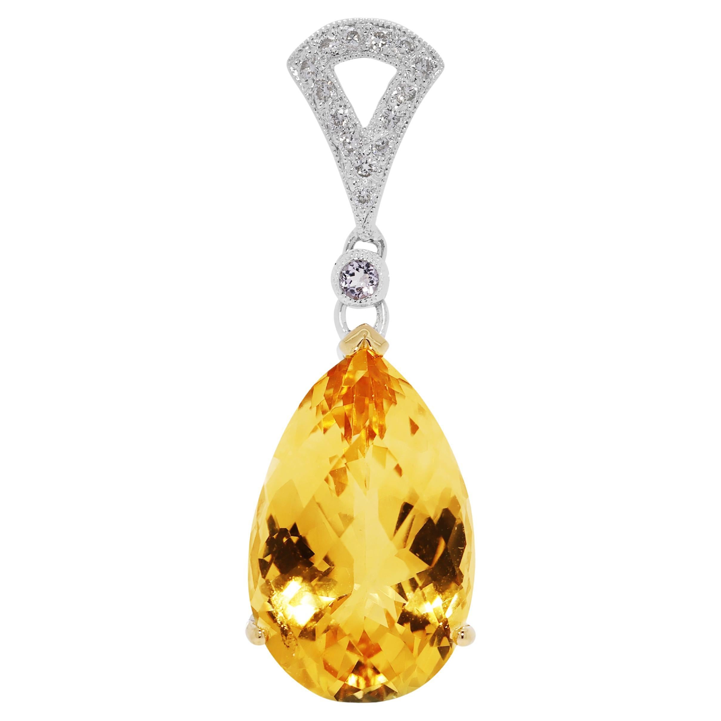 Colgante brillante de citrino, amatista y diamante natural de 8,40 ct en oro blanco de 18 quilates en venta