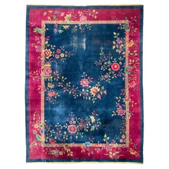Glowing Antique Art Deco Asian Botanical Garden Rug, circa 1920-1930's