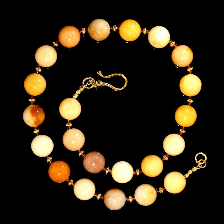 Artisan AJD Glowing Golden Jade Multi Shade Necklace For Sale