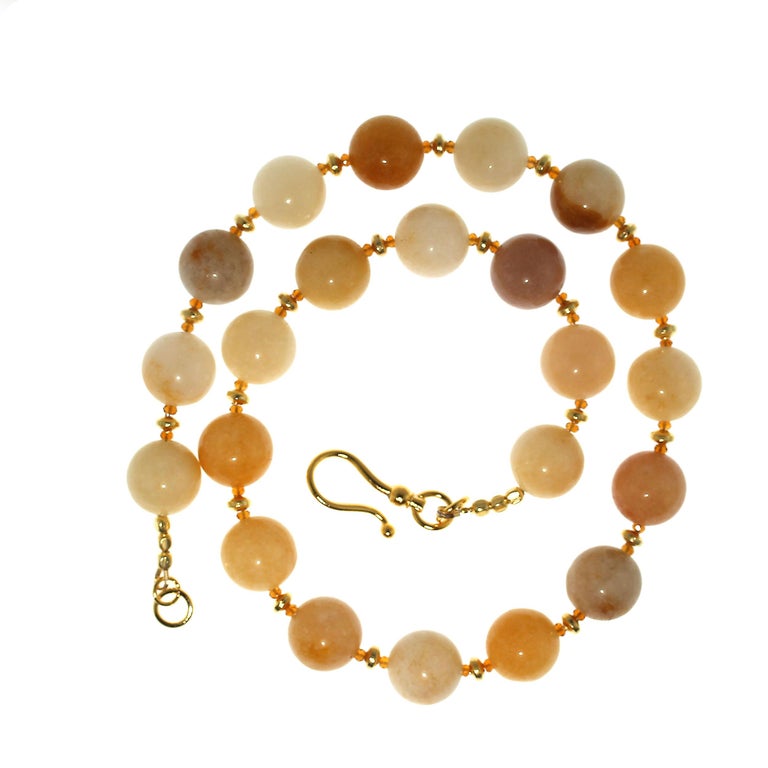 Round Cut AJD Glowing Golden Jade Multi Shade Necklace For Sale
