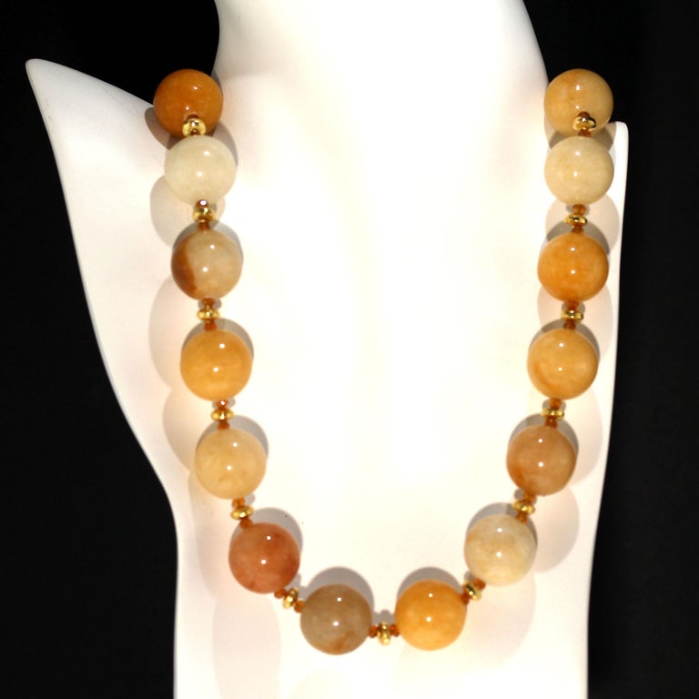 AJD Glowing Golden Jade Multi Shade Necklace In New Condition For Sale In Tuxedo Park , NY