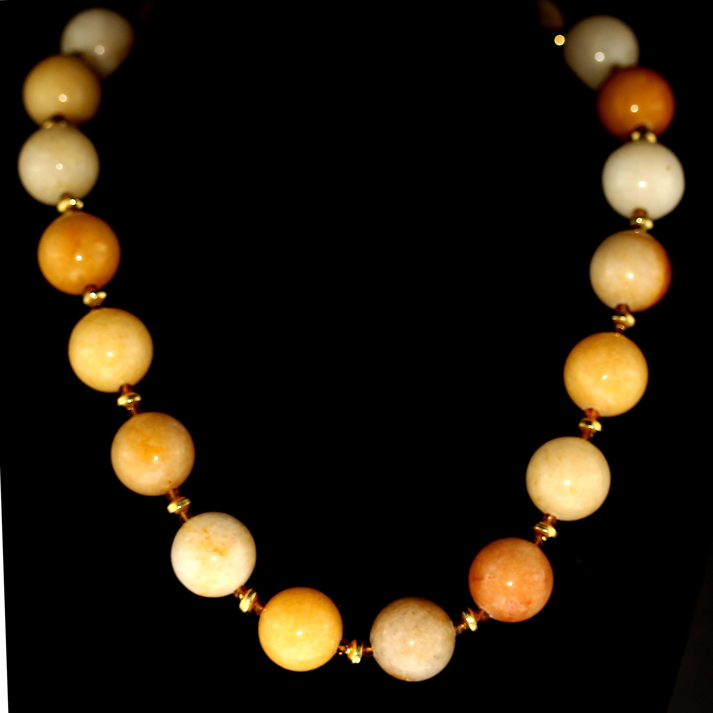 Round Cut AJD Glowing Golden Jade Multi Shade Necklace