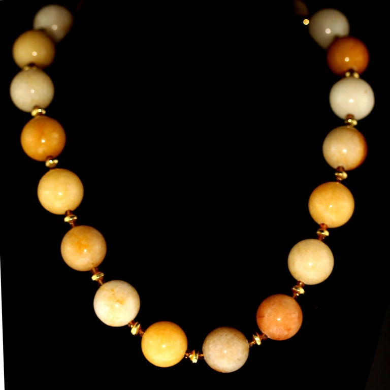 Women's or Men's AJD Glowing Golden Jade Multi Shade Necklace For Sale
