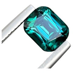 Glowing Greenish Blue Tourmaline 1.70 carats Cushion Cut Loose Afghani Gemstone