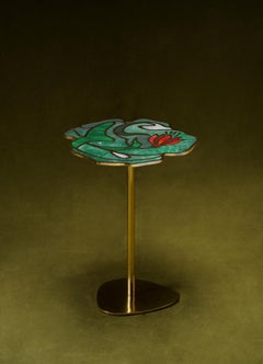 Petite table d'appoint Gulmohar en laiton et pierres semi-précieuses