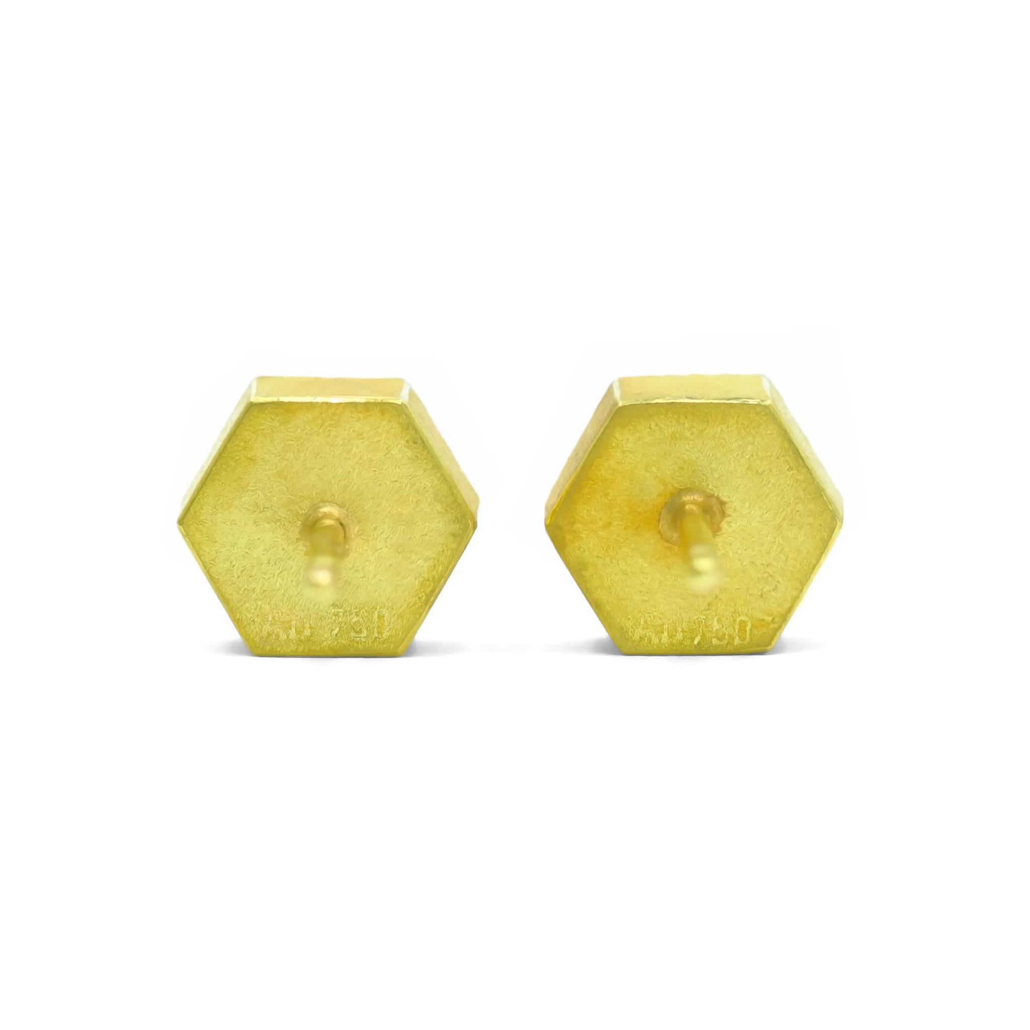 Orecchini a perno in oro giallo con rubino esagonale incandescente, Barbara Heinrich 2025 In condizioni Nuovo in vendita a Dallas, TX