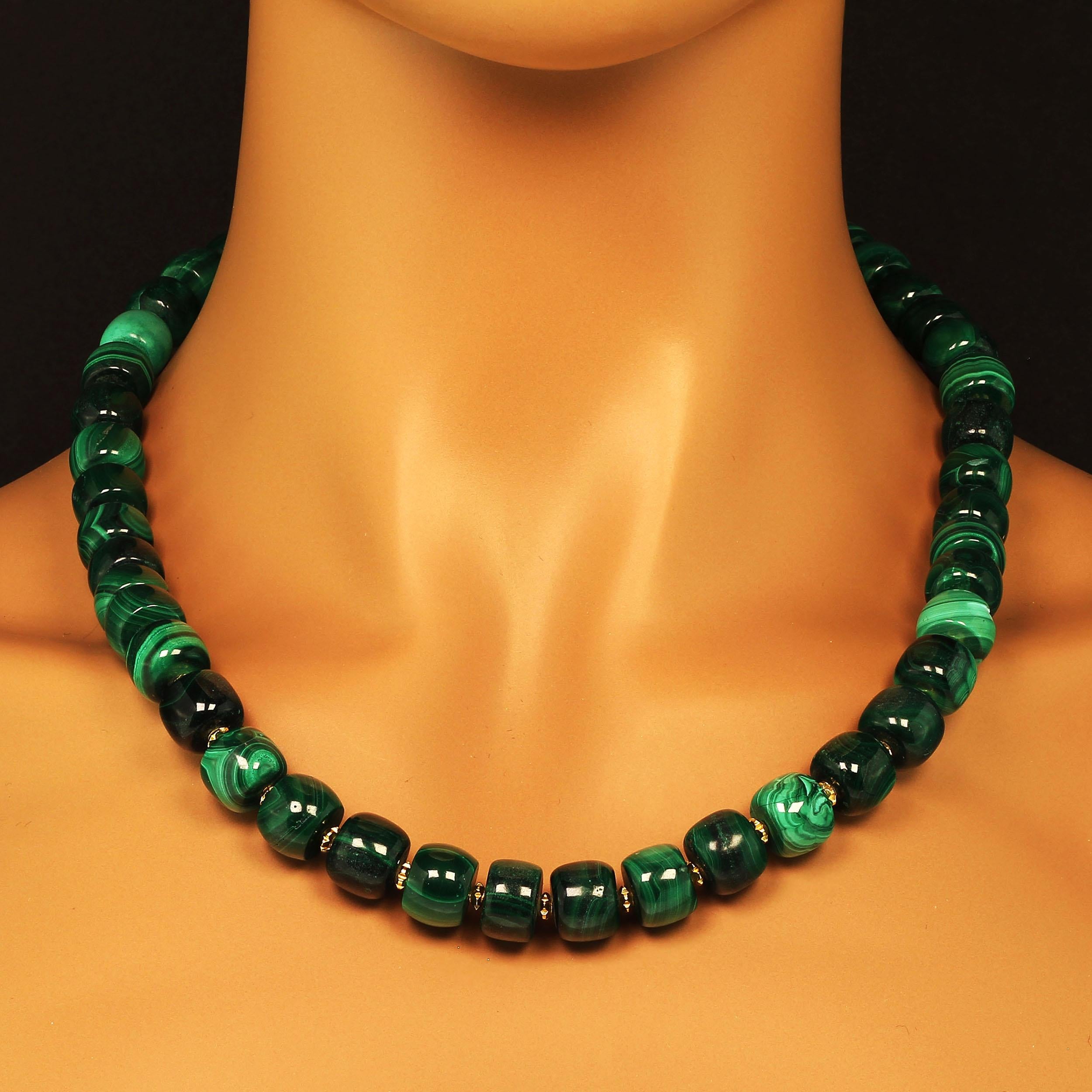 Bead AJD 22 Inch Glowing Highly Polished Green Malachite Necklace