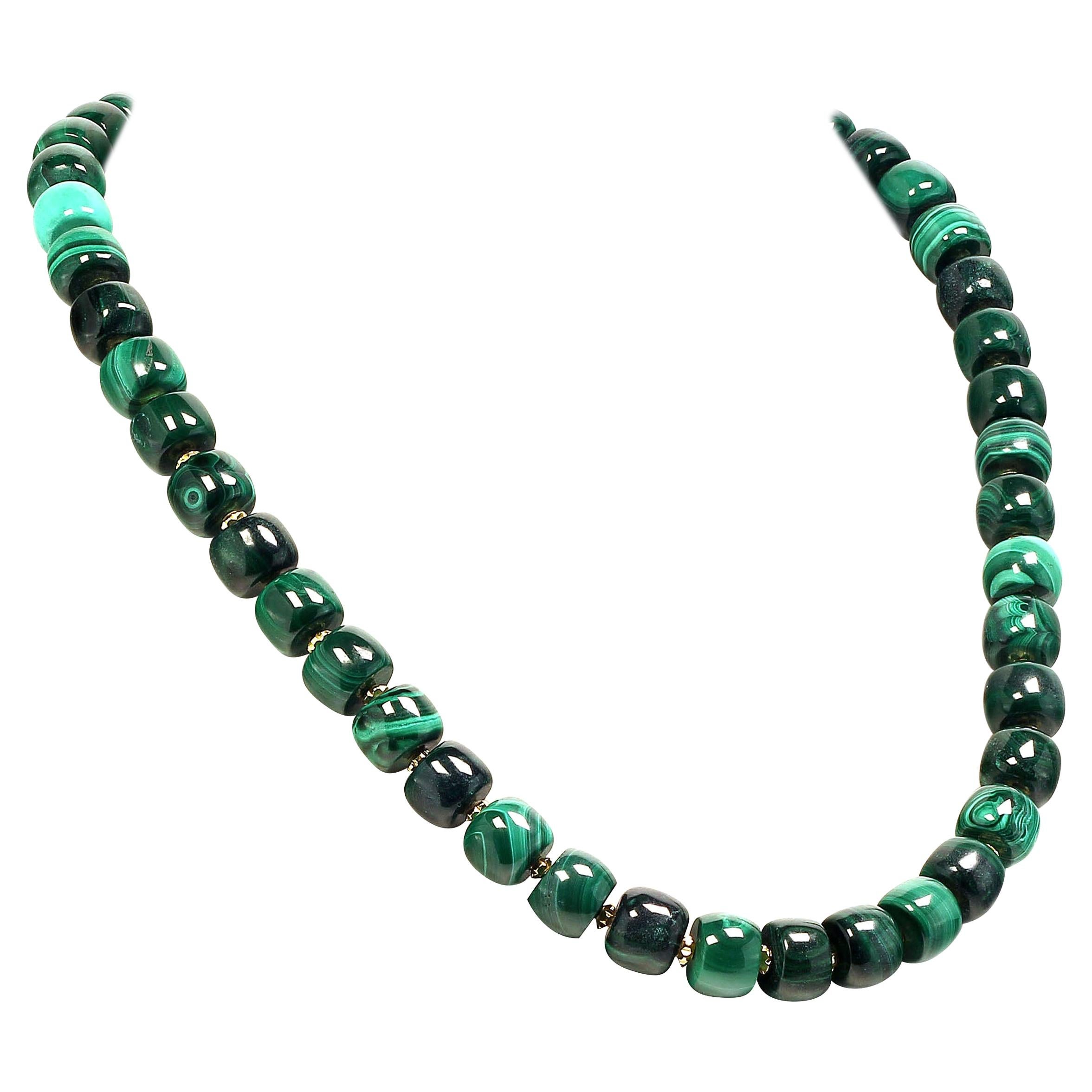 AJD 22 Inch Glowing Highly Polished Green Malachite Necklace