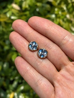 Pendientes de botón «Starstruck» con piedra lunar brillante y diamantes blancos, Joke Quick 2026