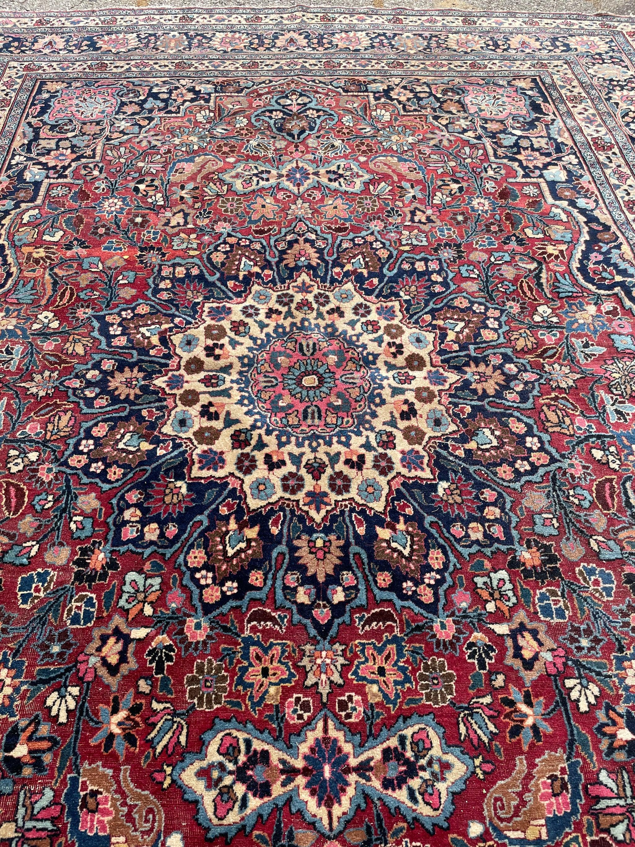 Glowing Northeast Timeless Antique Rug with Blooming Jewel Flora, c.1940's For Sale 5