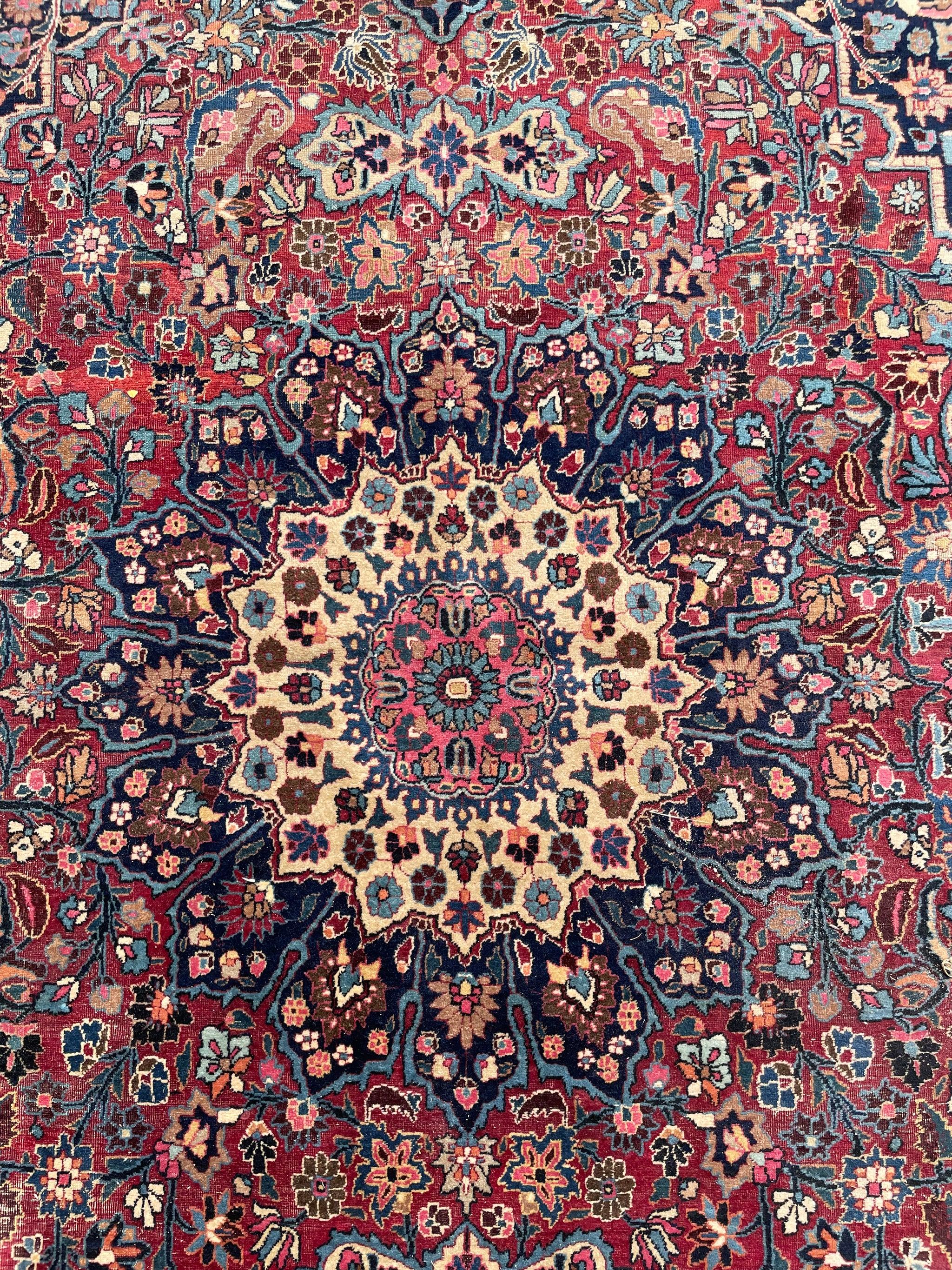 Glowing Northeast Timeless Antique Rug with Blooming Jewel Flora, c.1940's For Sale 4