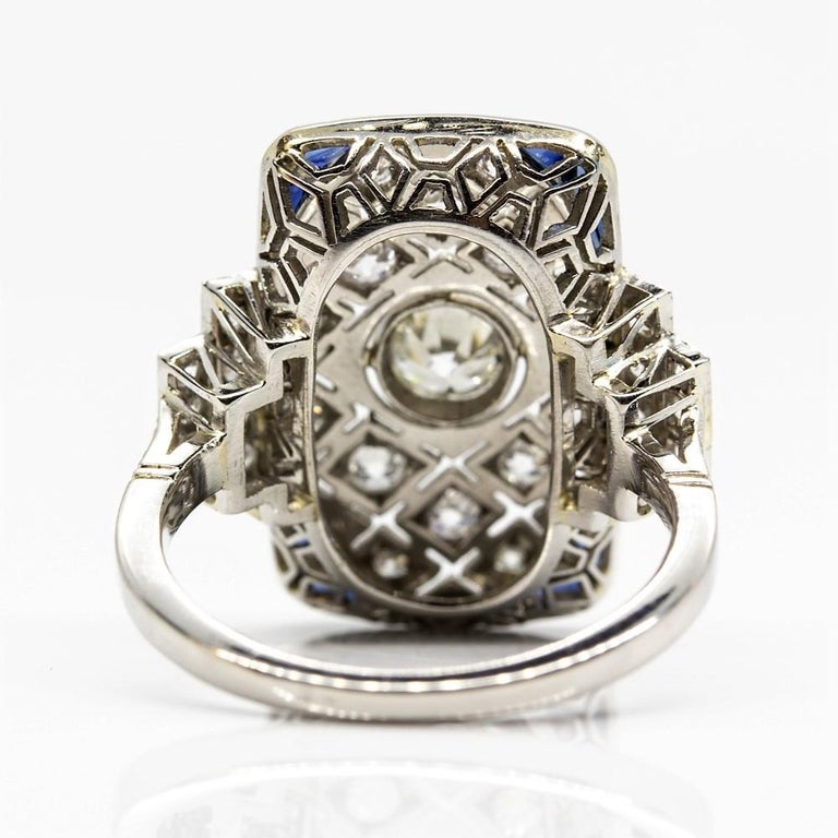 Glowing Platinum Diamonds and Sapphires Ring at 1stDibs