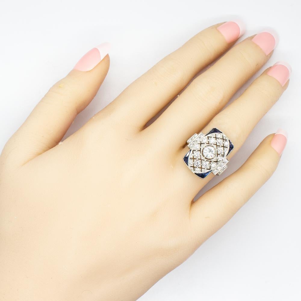 Glowing Platinum Diamonds and Sapphires Ring für Damen oder Herren