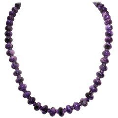 Glowing Rondelles of Purple Charoite and Sparkling Amethyst 18 Inch Necklace