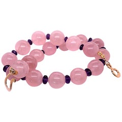 Glowing Rose Quartz and Amethyst Necklace