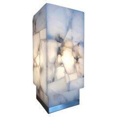 Glowing Sculptural Mid-Century Modern Square Columnar Table Lamp