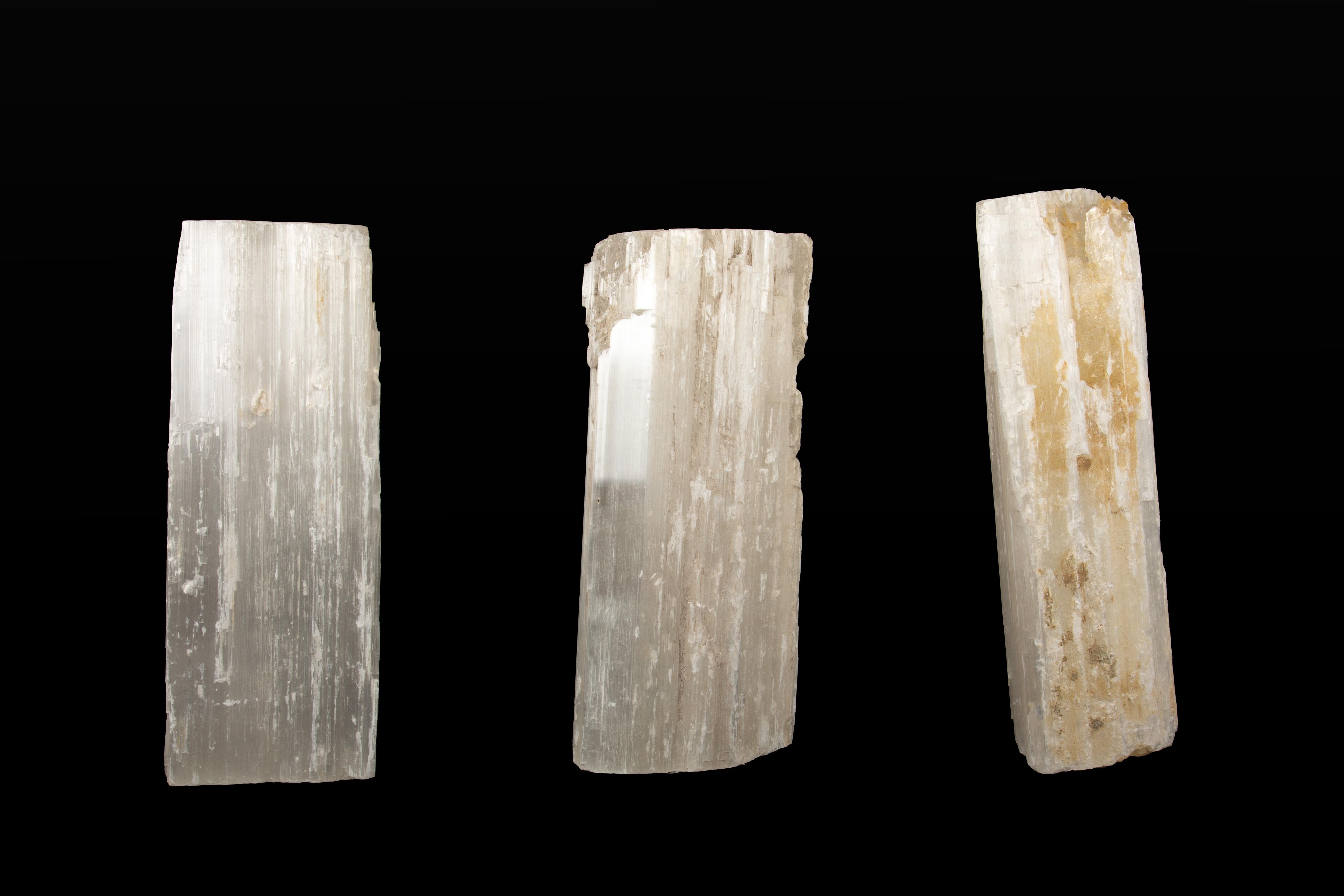 Contemporary Glowing Selenite Logs: Nature's Luminescent Firewood For Sale