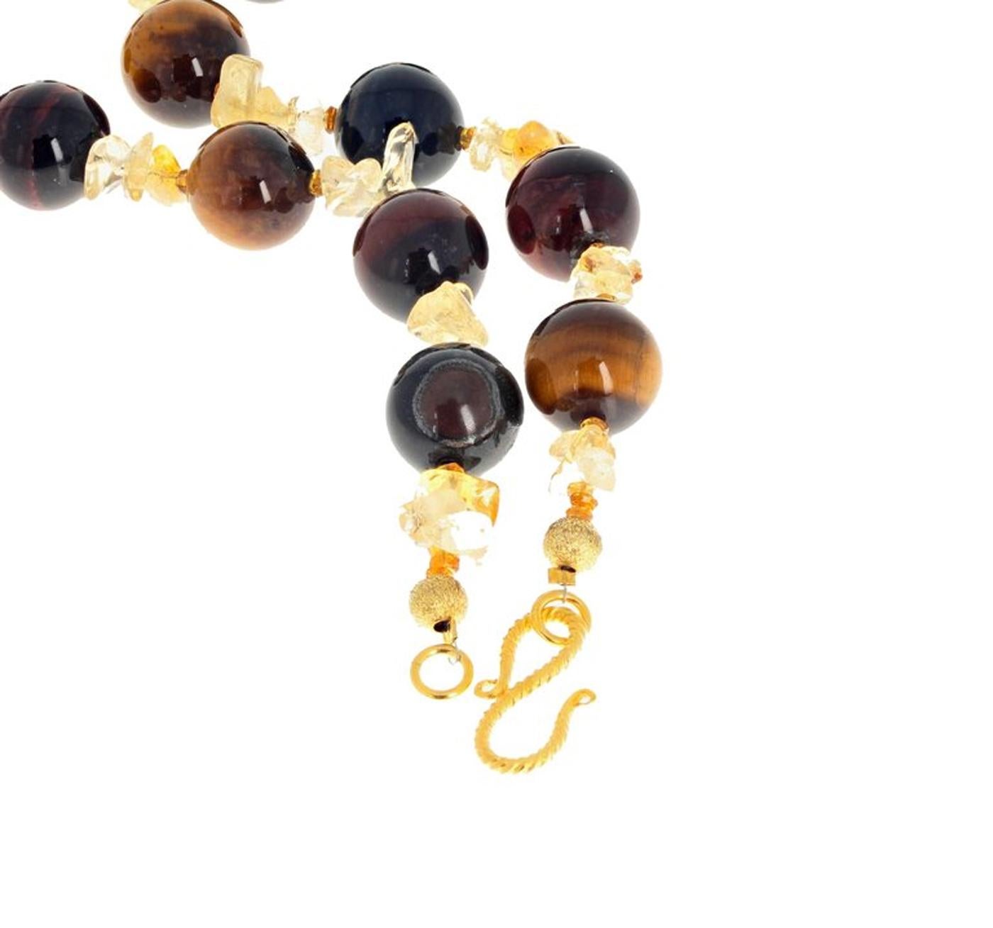 Gemjunky Glowing Natural Tiger Eye and Citrine Necklace Day-to-Evening 1