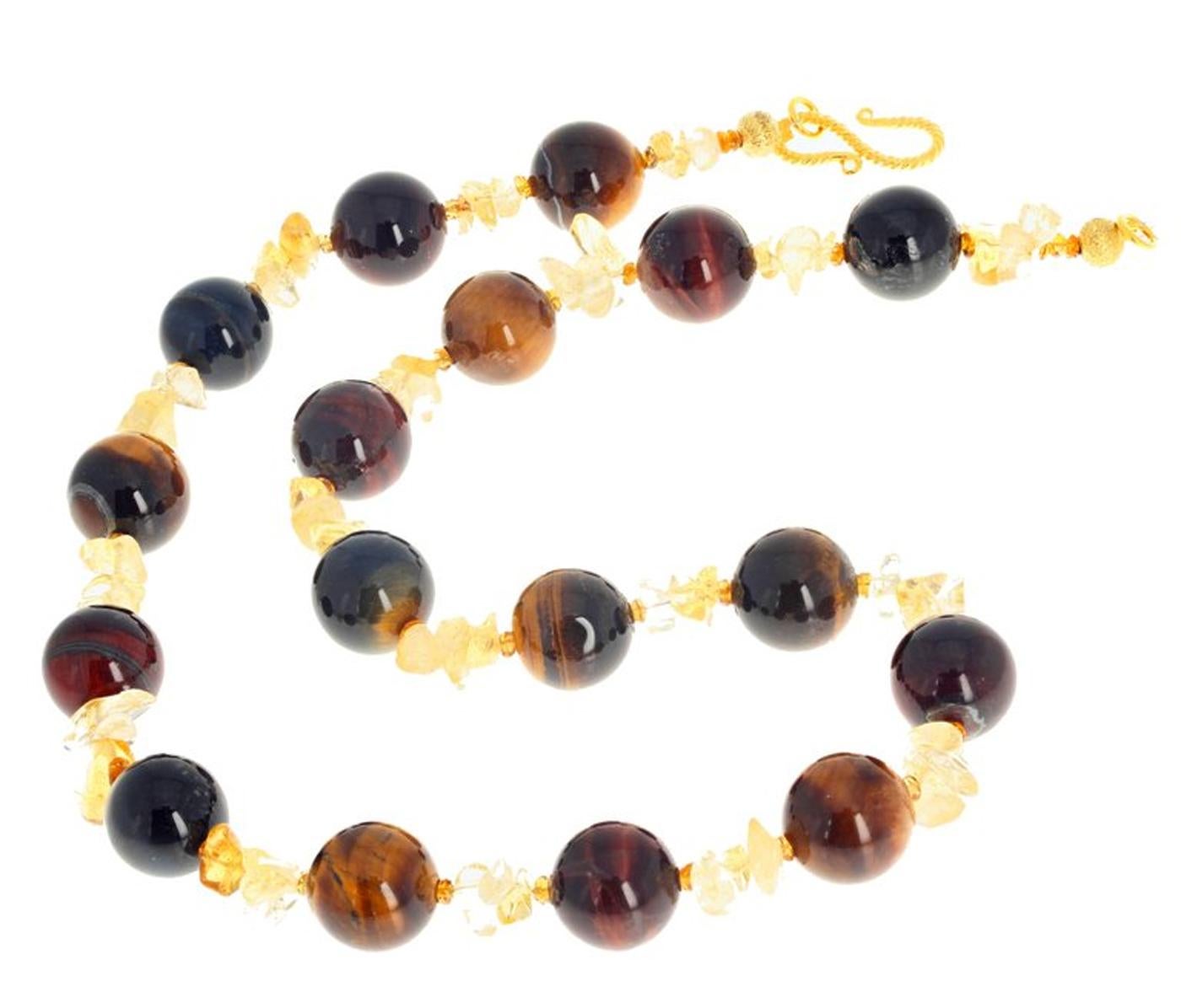 Gemjunky Glowing Natural Tiger Eye and Citrine Necklace Day-to-Evening 2