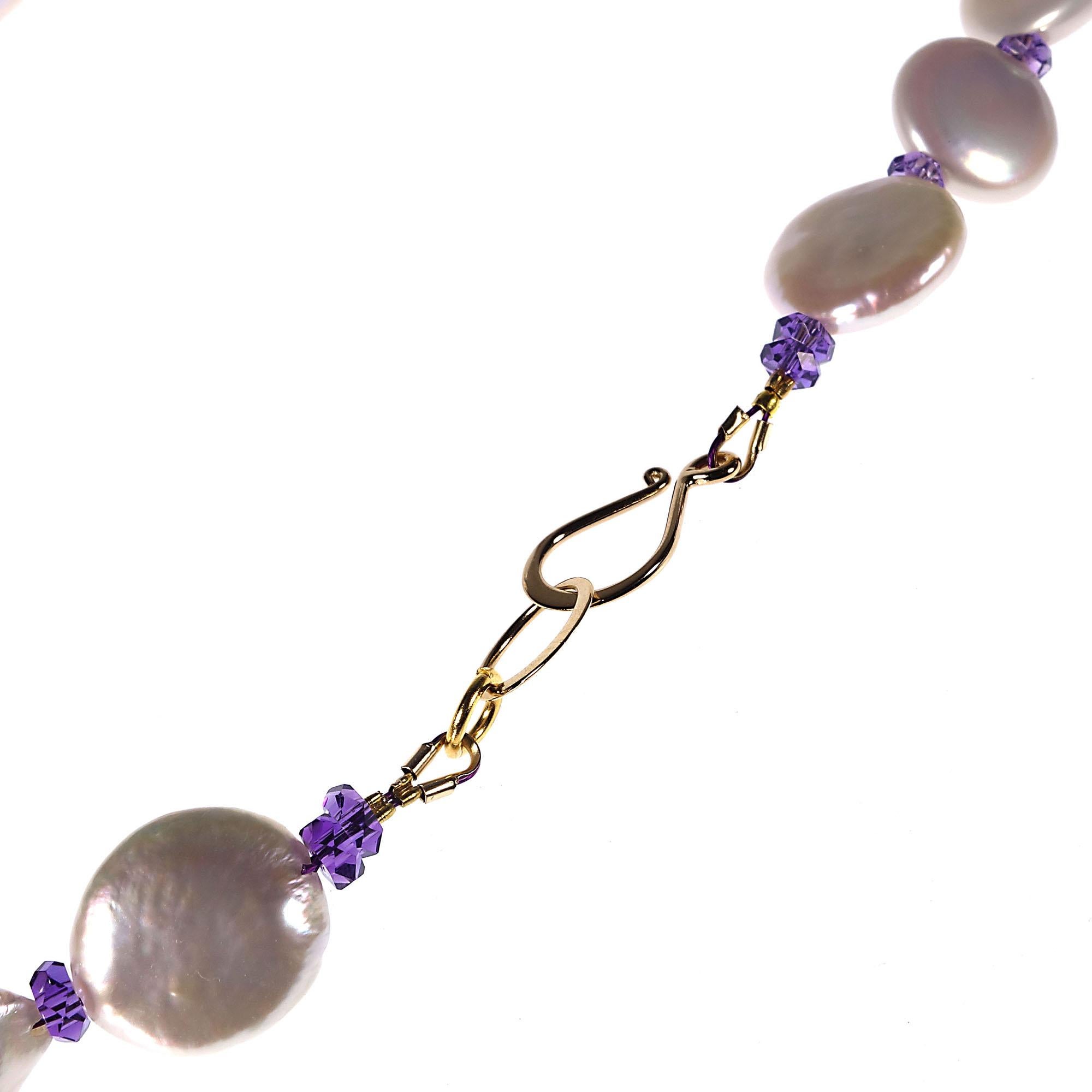 Bead AJD Glowing White Coin Pearl Choker Necklace  June Birthstone