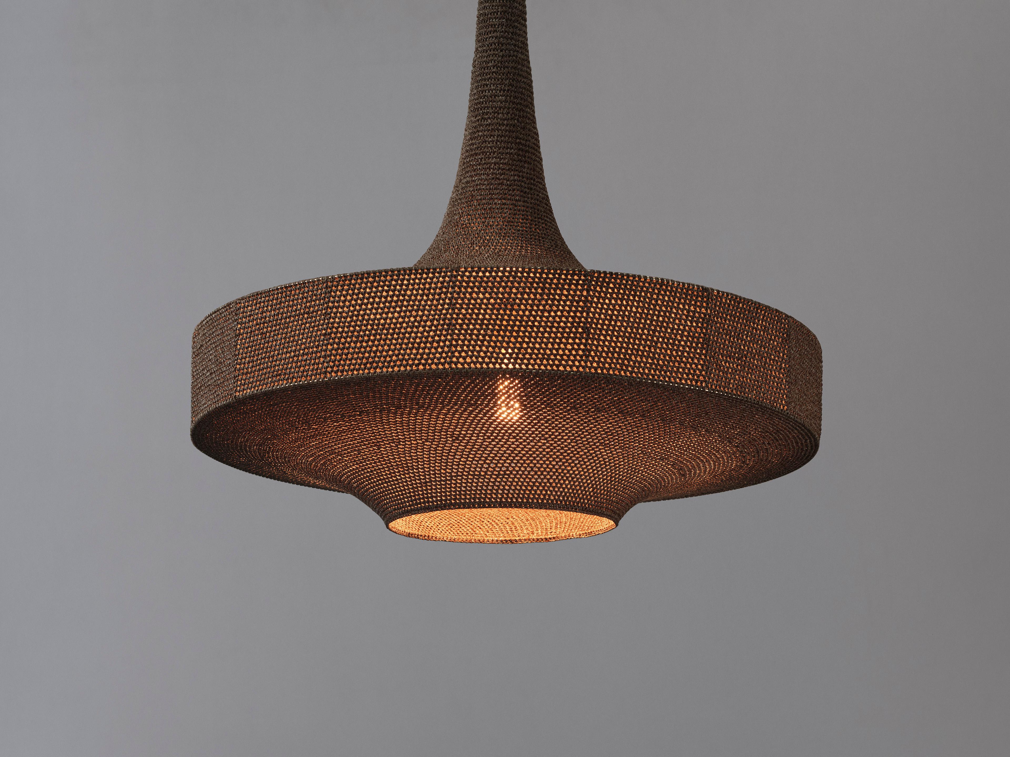 British GLÜCK Pendant Light Ø60cm/23.6in, Hand Crocheted in 100% Egyptian Cotton For Sale