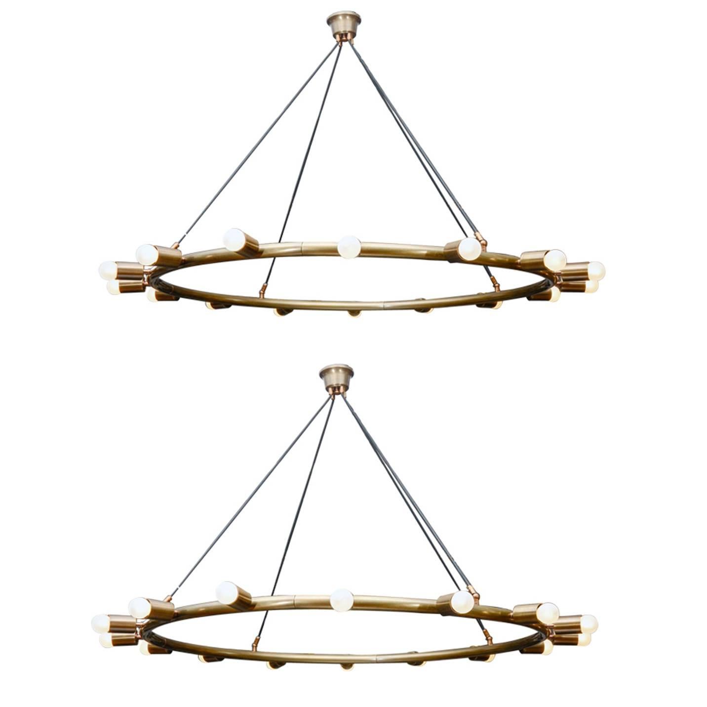 Lampadari a cerchio in ottone Glustin Creation