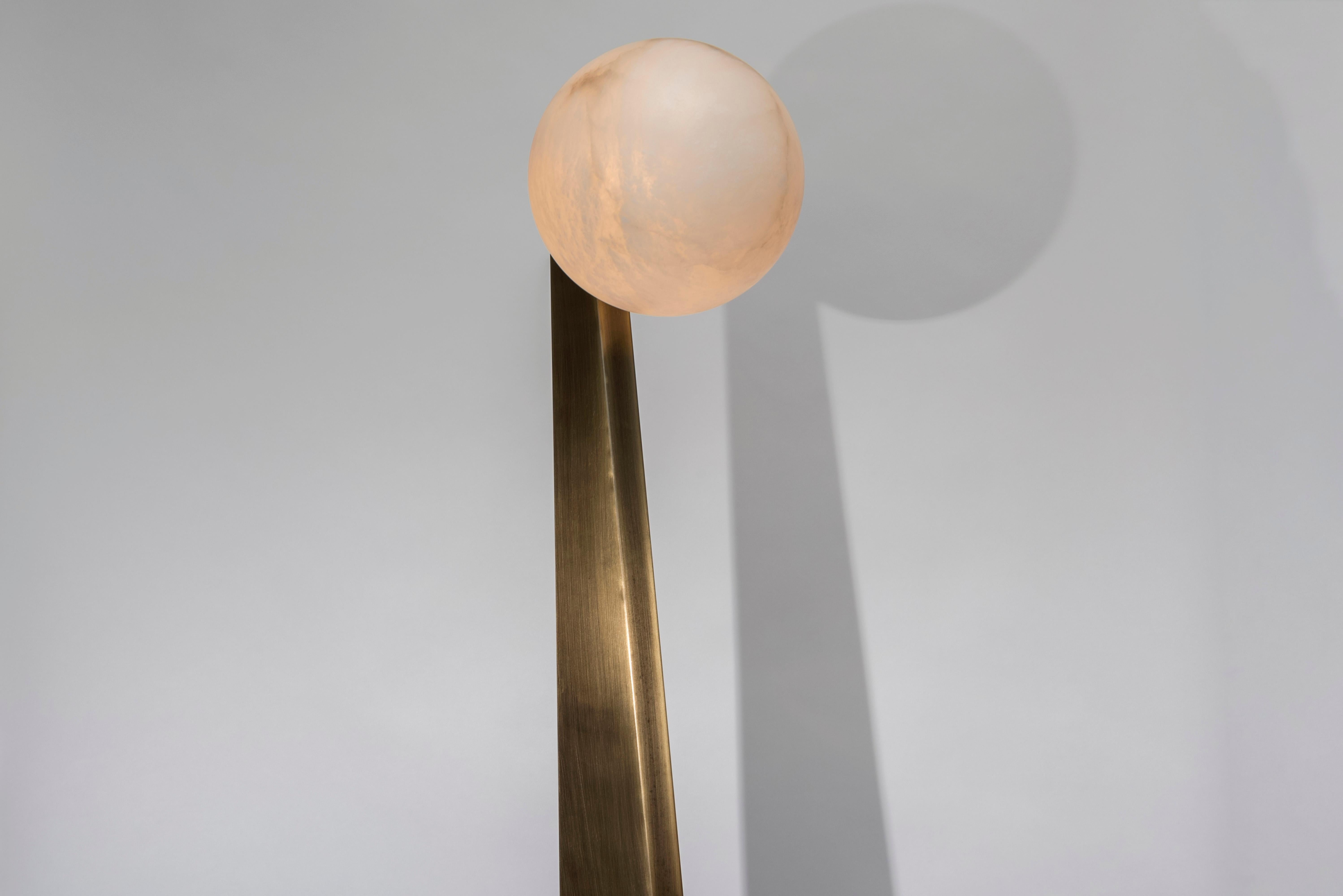 Modern Glustin Luminaires Creation Floor Lamp in Brass with Alabaster Globe For Sale