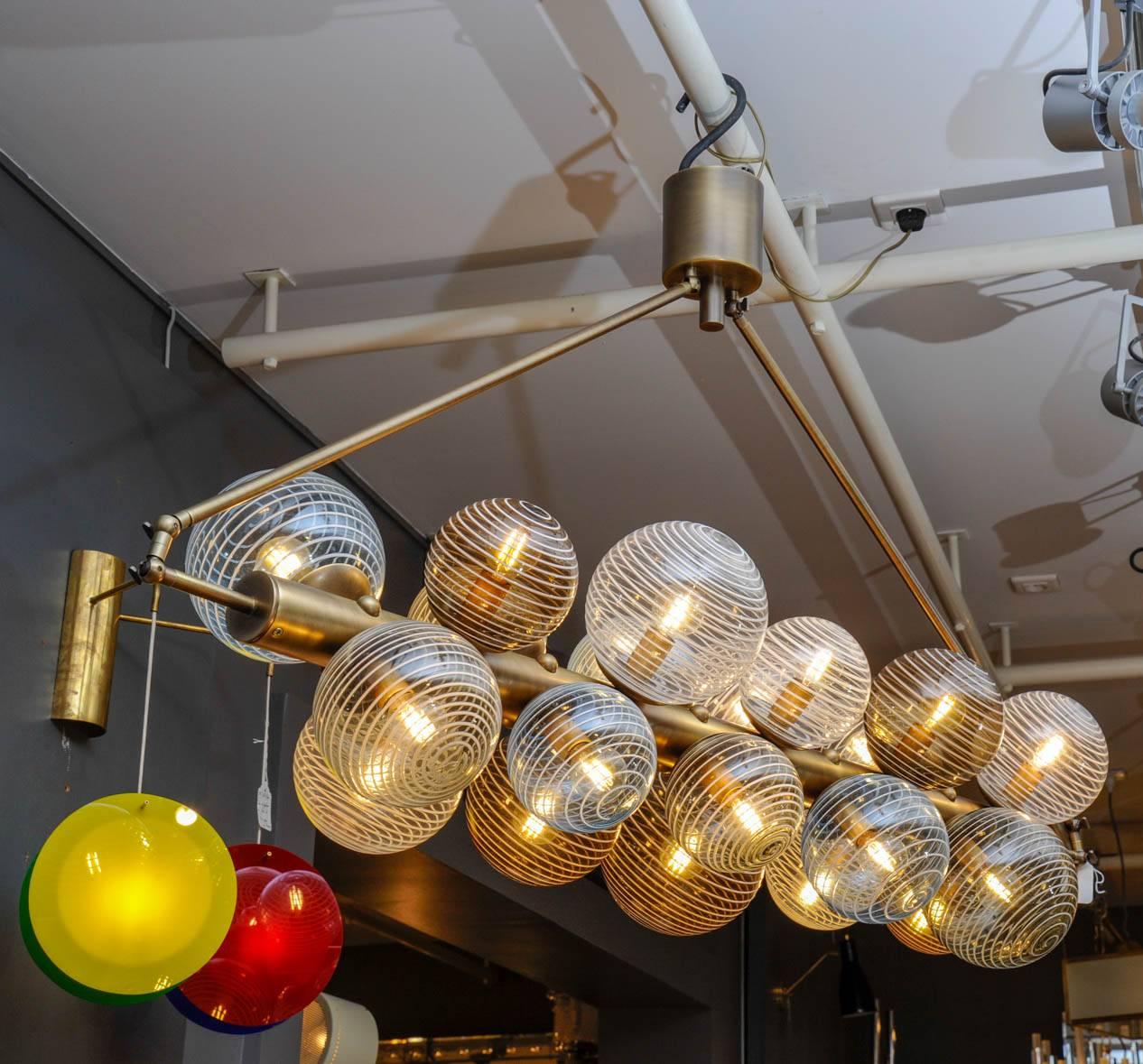 Glustin Luminaires Creation Line Chandelier with Murano Glass Globes In Excellent Condition In Saint-Ouen, IDF