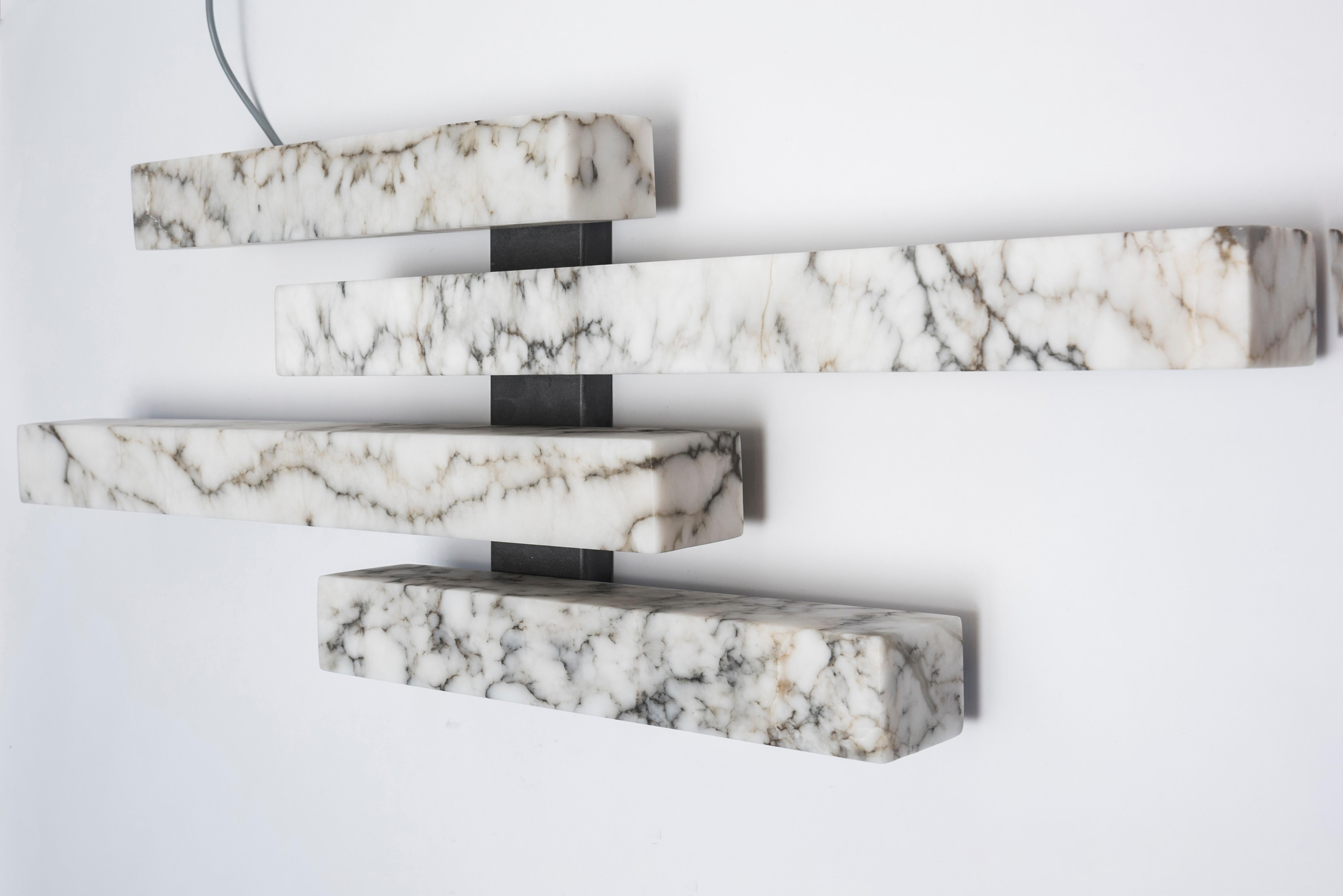 Italian Glustin Luminaires Pair of Alabaster Wall Sconces